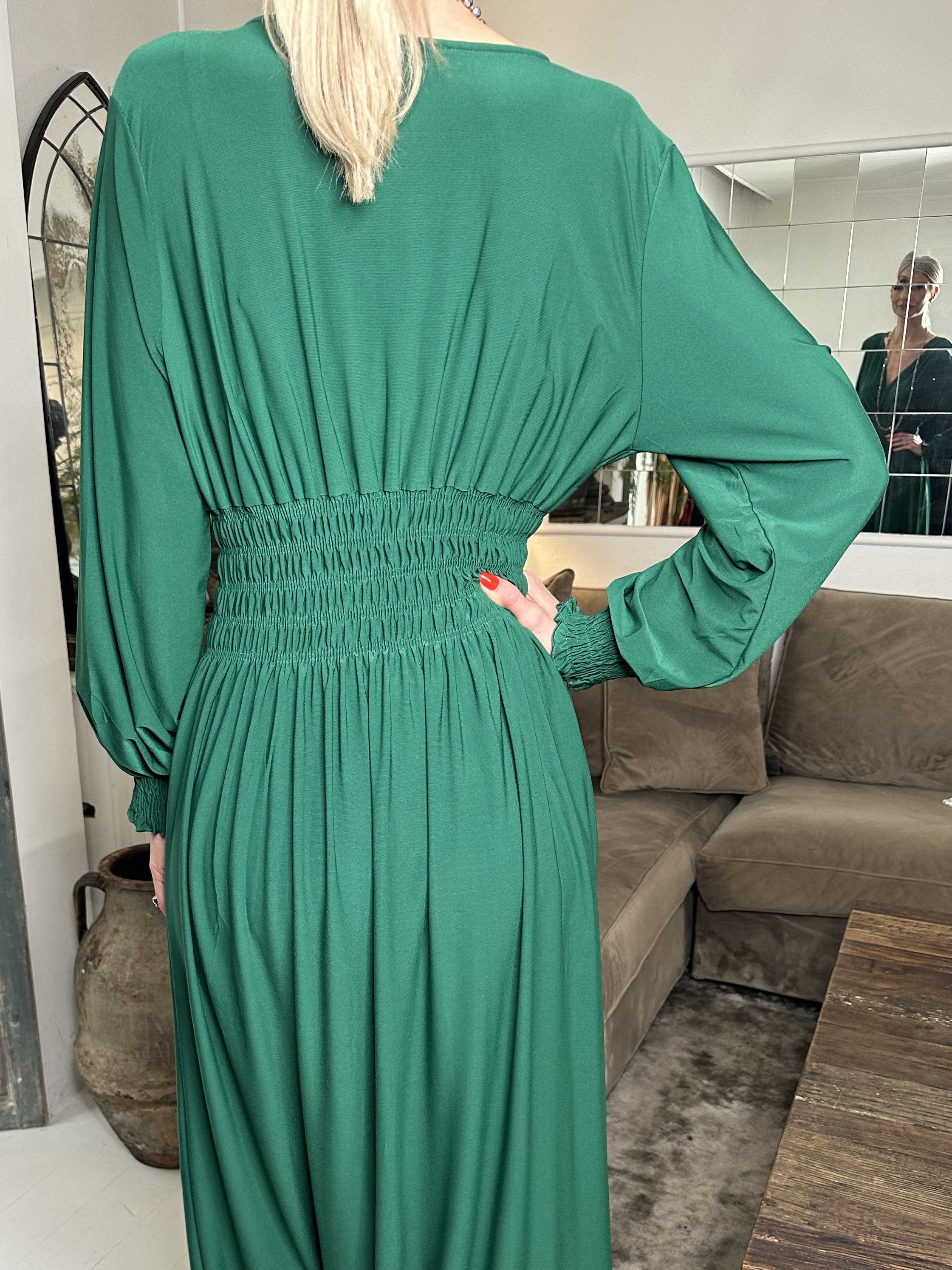 Pams Plain L/S - Elastisk kjole med smock og lange ærmer